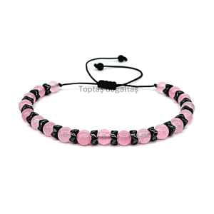 Pembe Kuvars Ve Hematit Bileklik