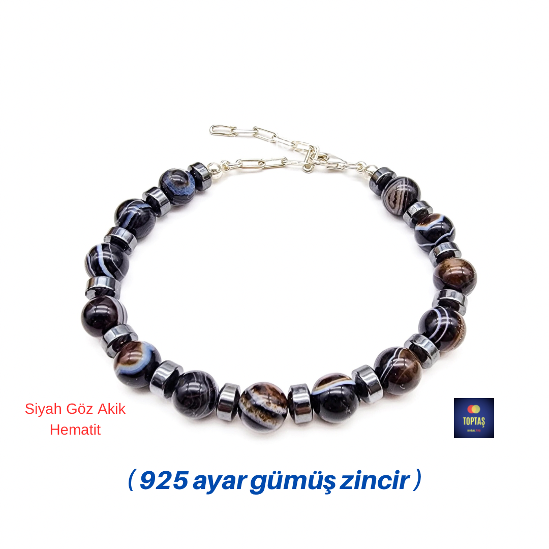 Göz Akik Gümüş Bileklik